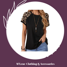 Load image into Gallery viewer, Black & Leopard Print T-shirt - L