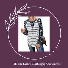 Load image into Gallery viewer, Leopard Print & Striped Raglan Sleeve Top