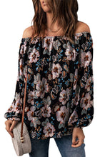 Load image into Gallery viewer, Ladies Off the Shoulder Blouse - Black Floral - Elegant Women's Top