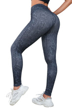 Load image into Gallery viewer, Wide Waistband Leopard Print Leggings - Blue/Grey