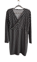 Load image into Gallery viewer, Cross Over Dress - Black with White Polkadots