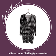 Load image into Gallery viewer, Cross Over Dress - Black with White Polkadots