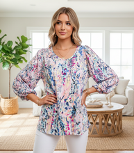 Load image into Gallery viewer, Floral Print Puffy Sleeves Loose Top