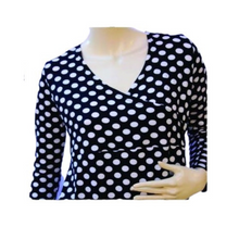 Load image into Gallery viewer, Cross Over Dress - Black with White Polkadots