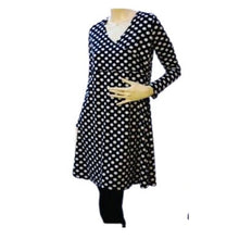 Load image into Gallery viewer, Cross Over Dress - Black with White Polkadots