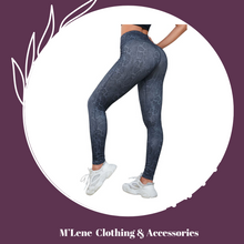 Load image into Gallery viewer, Wide Waistband Leopard Print Leggings - Blue/Grey