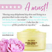 Load image into Gallery viewer, Sh'Zen Natural Tissue Oil body butter with a customer review