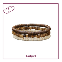 Load image into Gallery viewer, Set of 3 Coconut Bead Stretch Bracelets