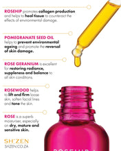 Load image into Gallery viewer, Benefits of Sh'Zen Rosehip A+ facial essence