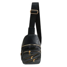 Load image into Gallery viewer, Shoulder Bag With Multiple Zip Pockets - Black