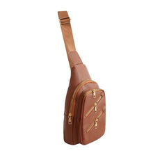 Load image into Gallery viewer, Shoulder Bag With Multiple Zip Pockets - Brown