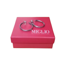 Load image into Gallery viewer, Miglio Burnished Silver Hoop Earrings