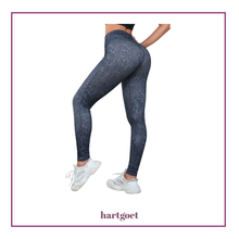 Load image into Gallery viewer, Wide Waistband Leopard Print Leggings - Blue/Grey