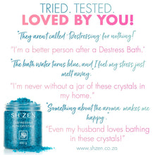 Load image into Gallery viewer, Jar of Sh'Zen Destressing bath crystals with customer reviews