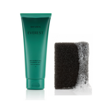 Load image into Gallery viewer, Sh'Zen Everest Invigorating Shower gel and black rectangle bath sponge
