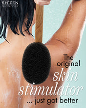 Load image into Gallery viewer, Person using the ShZen Oval Skin Stimulator Backscratcher on their back