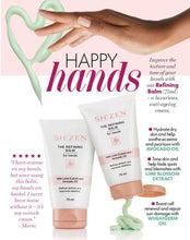 Load image into Gallery viewer, SH-ZEN hand cream with text about improving hand texture and tone on a pink background