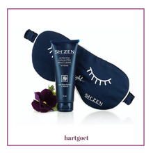 Load image into Gallery viewer, SH'ZEN hand cream, Ultra Rich Shea Butter Beauty Sleep for hands, with a sleep mask and purple flowers on a white background