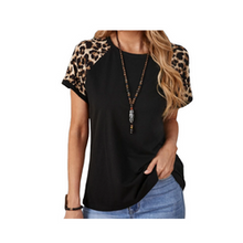 Load image into Gallery viewer, Black & Leopard Print T-shirt - L