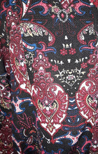 Load image into Gallery viewer, Close up view of a red, black and blue paisley pattern