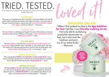 Load image into Gallery viewer, Customer testimonials for the Sh'Zen Spa additive for feet