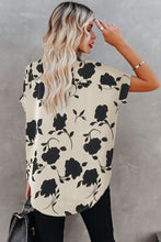 Load image into Gallery viewer, Floral Printed Short Sleeve Blouse - Cream &amp; Black
