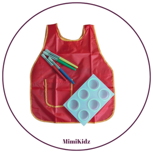 Kids Painting Apron & Paint Brushes & Paint Holder