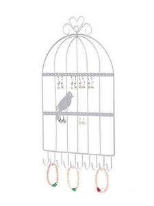 Metal Bird Cage Jewellery Hanger - White