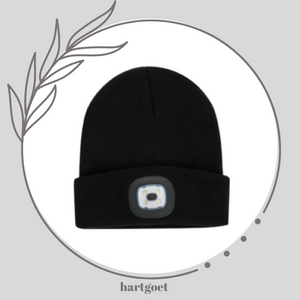 Beanie with LED light - Black