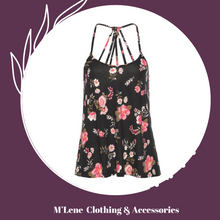 Load image into Gallery viewer, Black Floral Strappy Back Top
