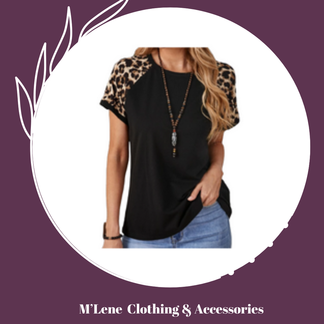 Black & Leopard Print T-shirt