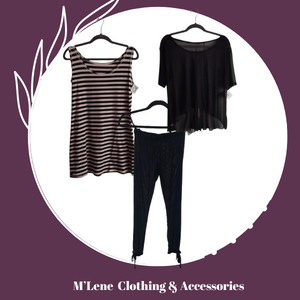 Black Leggings & Box Top and Black & Stone Shift Dress - L