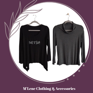 Grey Cowl Neck Top with Black "Netso" Top