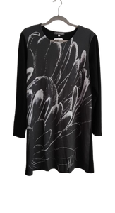 Black Winter Dress with Protea Print - XL