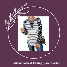 Load image into Gallery viewer, Leopard Print &amp; Striped Raglan Sleeve Top
