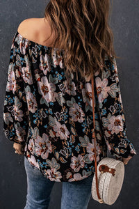 Black Floral Off the Shoulder Blouse