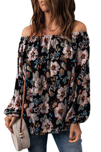 Black Floral Off the Shoulder Blouse