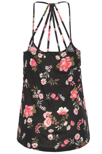 Black Floral Strappy Back Top