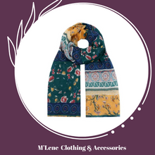 Load image into Gallery viewer, Scarf - Blue &amp; Yellow Floral Panel
