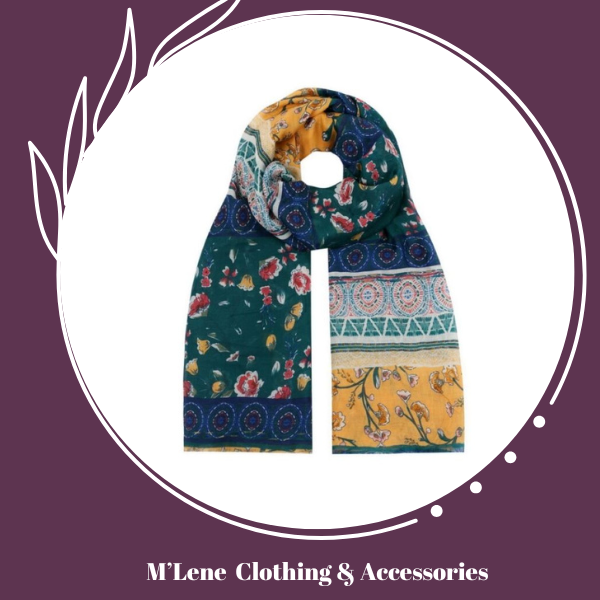 Scarf - Blue & Yellow Floral Panel