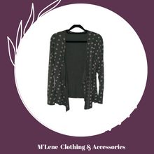 Load image into Gallery viewer, Printed cardi - military green &amp; polkadots
