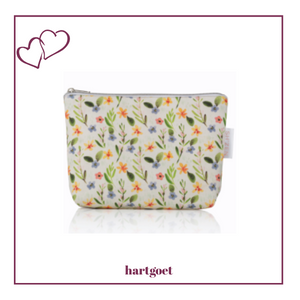 Sh'Zen Limited Edition Cosmetic Bag - White with Spring Flowers
