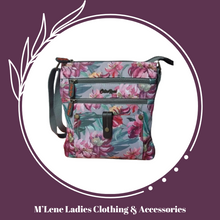 Load image into Gallery viewer, Cotton Road Front Zips Crossbody Bag - Floral - Maroon &amp; Grey
