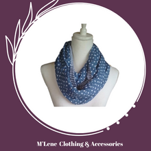 Load image into Gallery viewer, Cotton Road Snood/Scarf - Blue with white polkadots
