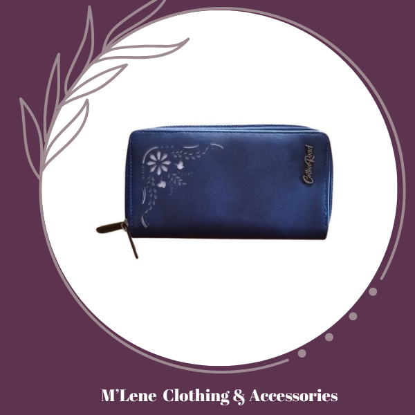 Cotton Road Double Zip Ladies Wallet - Navy