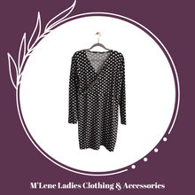 Load image into Gallery viewer, Cross Over Dress - Black with White Polkadots
