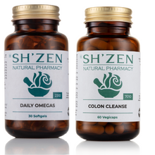 Load image into Gallery viewer, Sh&#39;Zen Daily Omegas (30 softgels) &amp; Colon Cleanse (60 vegicaps)
