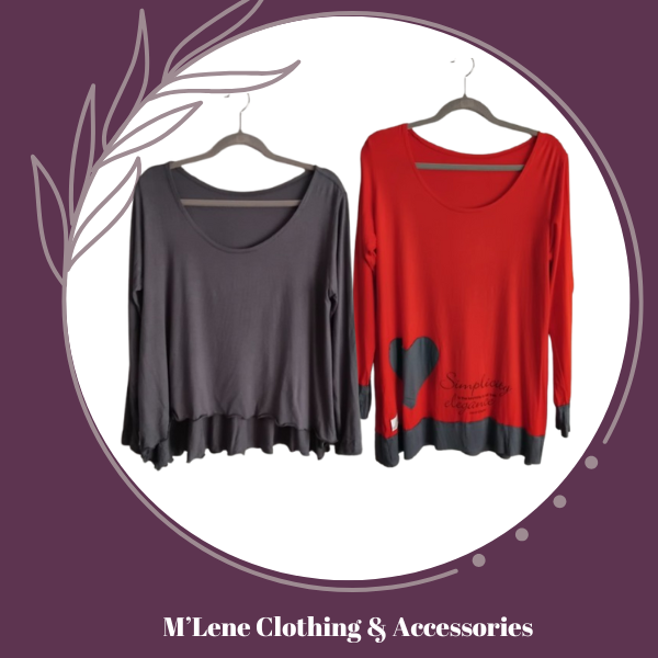 Red & Grey Longsleeve Tops