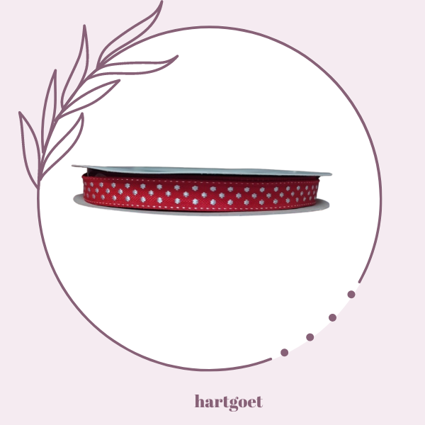 Ribbon - Woven - Dots - Deep Red