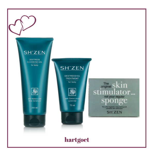 Sh'Zen Destress Cleansing Gel & Treatment Cream for body & Rectangle Skin Stimulator